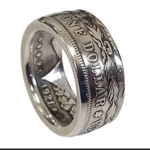 Morgan silver dollar ring silver filled thick size 7-13 unisex